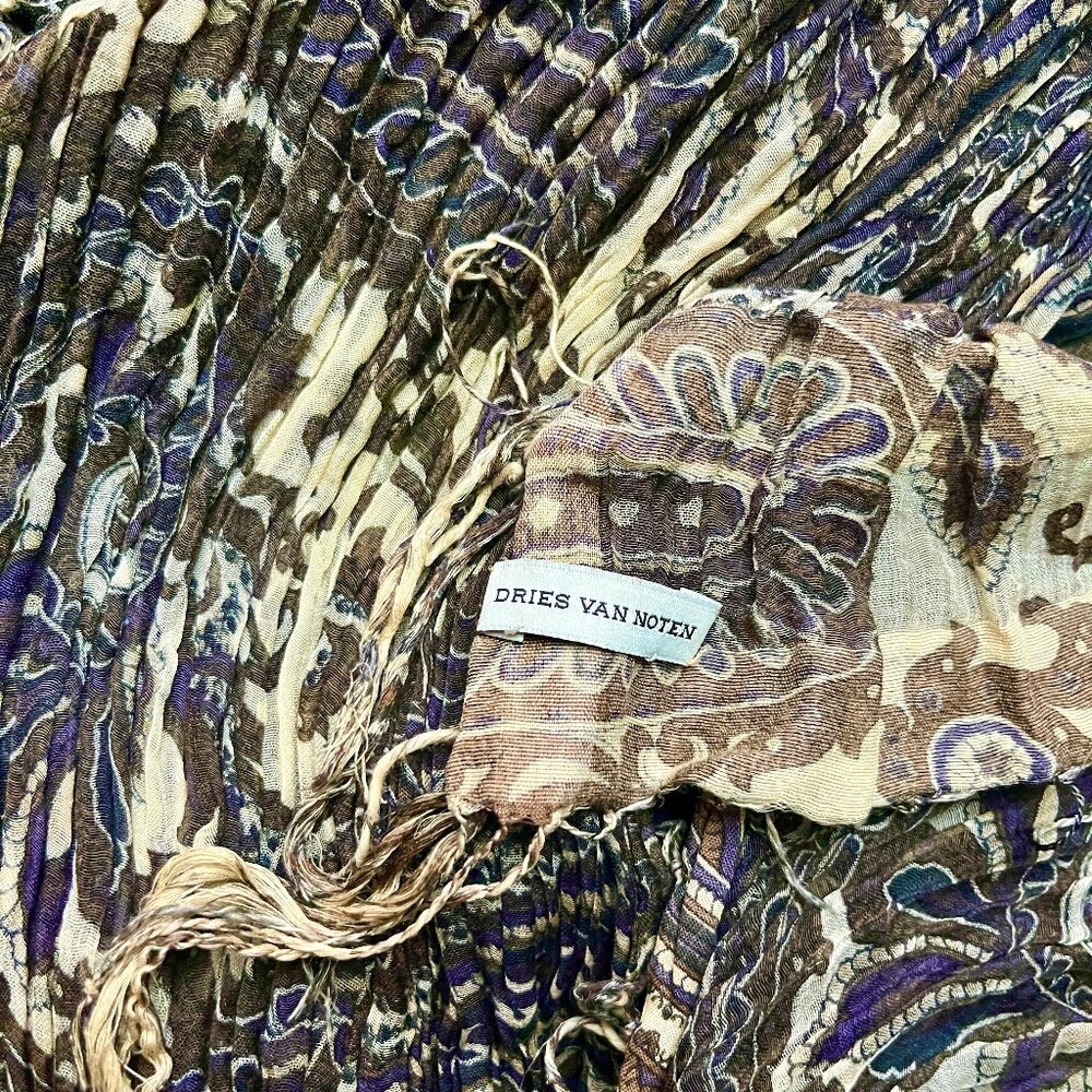 DRIES VAN NOTEN VINTAGE 90'S COTTON / SILK VOILE SCARF 80" X 20"  *EXCELLENT*